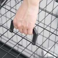 PawHut Cusca de transport pentru Caini din Metal si PP pentru Masina cu Maner de culoare neagra(m-10)