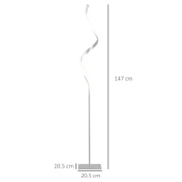 HOMCOM Dimmable Floor Lamp for Living Room, Modern Spiral Standing Lamp with 3 Adjustable Brightness and Square Base, Silver(m-3)