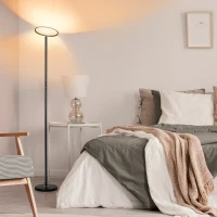 HOMCOM Lámpara de Pie Inteligente WiFi Lámpara Moderna con LED Regulable RGB 25W para Salón Ø25x168 cm Negro(m-9)