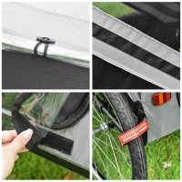 PawHut 2-In-1 Pet Bike Trailer Dog Stroller Pushchair with Universal Wheel Reflector Flag Grey(m-10)