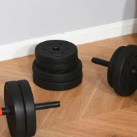 HOMCOM 25kg 2 IN 1 Adjustable Dumbbells Weight Set, Dumbbell Hand Weight Barbell for Body Fitness, Lifting Training for Home, Office, Gym, Black(m-12)