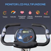 HOMCOM Cyclette Pieghevole da Fitness in Acciaio, Cyclette Magnetica Pieghevole da Casa con Altezza Regolabile, Resistenza Magnetica a 8 Livelli, Schermo LCD, 43x97x109cm, Grigio(m-4)