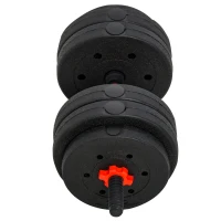 HOMCOM 25kg 2 IN 1 Adjustable Dumbbells Weight Set, Dumbbell Hand Weight Barbell for Body Fitness, Lifting Training for Home, Office, Gym, Black(m-10)