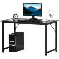 HOMCOM Hard Duty Office Desk Computer Desk w/ Adjustable Feet Wood Grain Black(m-1)