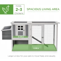 PawHut Deluxe Chicken Coop, Hen House, Wooden Poultry Cage w/ Outdoor Run, Nesting Box, Removable Tray, Openable Hollow Sheet Roof and Lockable Doors, 162 x 76.5 x 79.5cm(m-4)
