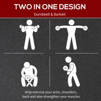 HOMCOM 25kg 2 IN 1 Adjustable Dumbbells Weight Set, Dumbbell Hand Weight Barbell for Body Fitness, Lifting Training for Home, Office, Gym, Black(m-6)