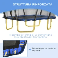 HOMCOM Trampolino Elastico 210cm per Bambini e Adulti con Rete e Imbottiture Blu(m-5)