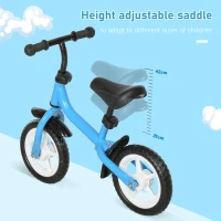 HOMCOM Toddler Balance Bike No Pedal Bicycle for 3-6 years old 10-Inch Wheels Kids Beginner Rider Training without Footrest Blue(m-6)