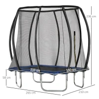 HOMCOM Trampolino Elastico 210cm per Bambini e Adulti con Rete e Imbottiture Blu(m-3)