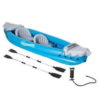 Outsunny Inflatable Kayak 2-Person Inflatable Canoe Boat Set with Air Pump, Aluminium Oars, Blue, 330 x 105 x 50 cm(m-1)