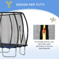 HOMCOM Trampolino Elastico 210cm per Bambini e Adulti con Rete e Imbottiture Blu(m-6)