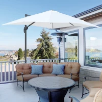 Outsunny Ombrellone da Giardino a Manovella 245x245cm con Rotazione 360° Parasole Regolabile Crema(m-9)