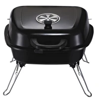 Outsunny Mini Barbecue da Viaggio per Esterni | Gambe Pieghevoli | Smaltato con Impugnature Anti-Scottatura 45x42x33.5cm(m-4)