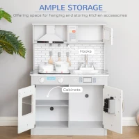 HOMCOM Childrens Toy Kitchen w/ Sound & Light Effect Battery Operated Cooktop for 3-6 Years Old(m-6)