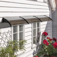 Outsunny Copertina Exterior 300×100 cm – Policarbonat & Aluminiu Maro(m-2)