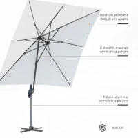 Outsunny Ombrellone da Giardino a Manovella 245x245cm con Rotazione 360° Parasole Regolabile Crema(m-6)