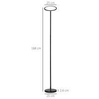 HOMCOM Lámpara de Pie Inteligente WiFi Lámpara Moderna con LED Regulable RGB 25W para Salón Ø25x168 cm Negro(m-3)