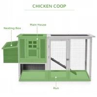 PawHut Deluxe Chicken Coop, Hen House, Wooden Poultry Cage w/ Outdoor Run, Nesting Box, Removable Tray, Openable Hollow Sheet Roof and Lockable Doors, 162 x 76.5 x 79.5cm(m-8)