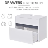 HOMCOM Dulap masca pentru chiuveta din MDF alb pentru baie cu 2 sertare 67 x 36 x 52 cm(m-6)