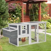 PawHut Deluxe Chicken Coop, Hen House, Wooden Poultry Cage w/ Outdoor Run, Nesting Box, Removable Tray, Openable Hollow Sheet Roof and Lockable Doors, 162 x 76.5 x 79.5cm(m-2)