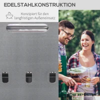 Outsunny Tischgrill Gasgrill BBQ abnehmbar Camping Grill mit Grillnetz Schlauch klein Outdoor Tischgasgrill Picknick Edelstahl Silber 52 x 40 x 31 cm(m-6)