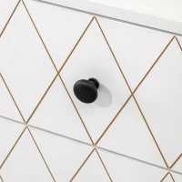 HOMCOM Cassettiera a Rombi con 3 Cassetti e un Armadietto con Ripiano Regolabile, in Acciaio e MDF, 70x35x75 cm, Bianco(m-7)