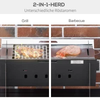 Outsunny Tischgrill Gasgrill BBQ abnehmbar Camping Grill mit Grillnetz Schlauch klein Outdoor Tischgasgrill Picknick Edelstahl Silber 52 x 40 x 31 cm(m-4)