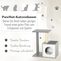 Drapak do ostrzenia pazurów Drapak dla kota Drzewko wspinaczkowe z jaskinią i pluszową poduszką płyta wiórowa E1 szary(m-4)