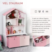 HOMCOM kinderkast vrijstaande kast boekenkast decoratieve kast voor meisjes 4 vakken roze(m-6)