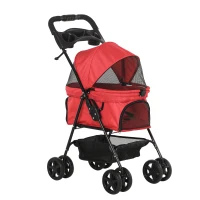 PawHut opvouwbare hondenbuggy rood 67 x 45 x 96 cm(m-11)