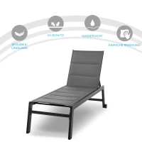 Outsunny leżak aluminiowy leżak ogrodowy leżak relaksacyjny ogrodowy 5-stopniowa regulacja oparcia stal texteline pianka kolor szary 168 x 72 x 102 cm(m-4)