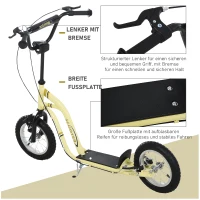 HOMCOM step kinderscooter scooter stadsscooter luchtbanden verstelbaar beige(m-5)