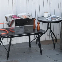 Outsunny Tischgrill Gasgrill BBQ abnehmbar Camping Grill mit Grillnetz Schlauch klein Outdoor Tischgasgrill Picknick Edelstahl Silber 52 x 40 x 31 cm(m-9)