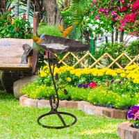 Vogeldrinkschaal vogelbad lotusbladvorm decoratie tuin metaal brons(m-2)