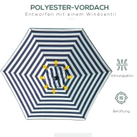 Parasol tuinparaplu buitenshuis park balkon frame staal blauwe strepen(m-6)