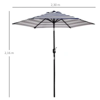 Parasol tuinparaplu buitenshuis park balkon frame staal blauwe strepen(m-3)
