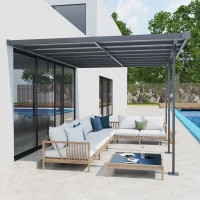 Outsunny Pergola aluminiowa 4,35 x 3,02 m altana ogrodowa zadaszenie namiot 225-270 cm regulowana wysokość ochrona przed słońcem zadaszenie tarasu pawilon przyścienny aluminium kolor szary(m-2)