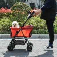 PawHut opvouwbare hondenbuggy rood 67 x 45 x 96 cm(m-10)