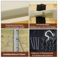 Paviljoen partytent 3 x 3 m vouwtent tuinpaviljoen incl. zijwanden wit(m-6)