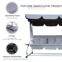 Outsunny Hollywoodschommel 3-zitter tuinschommel met dak ligfunctie staal 2 kleuren(m-6)