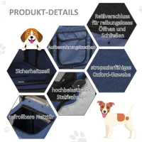 PawHut pet buggy hondenbuggy met 4 wielen hondentrolley voor middelgrote en grote honden opvouwbaar Oxford blauw + zwart 104,5 x 68,5 x 110 cm(m-5)