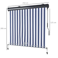 Outsunny Tenda Avvolgibile a Rullo da Esterno, Impermeabile, Funzionamento Manovella, Grigia Bianca e Blu 250 x 200cm(m-3)
