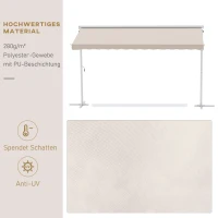 Outsunny Staande luifel met knikarm tuinluifel luifel zwengel crème 3,95 x 2,94 m(m-4)