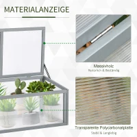 Outsunny mini kas, hout+polycarbonaat, grijs, 90 x 46 x 40 cm(m-4)