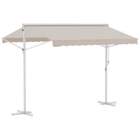 Outsunny Staande luifel met knikarm tuinluifel luifel zwengel crème 2,95 x 2,94 m(m-1)