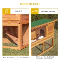 PawHut klatka dla królików miniaturowych dwupoziomowa z rampą klatka dla małych zwierząt drewno(m-7)