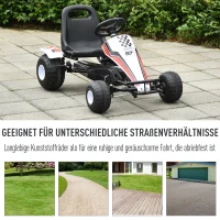 HOMCOM skelter kindervoertuig trapauto met pedaal voor 3-8 jaar staal wit(m-5)