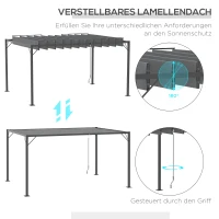 Outsunny partytent met lamellendak, grijs, 4 x 3 x 2 m(m-4)