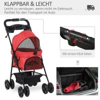 PawHut opvouwbare hondenbuggy rood 67 x 45 x 96 cm(m-4)