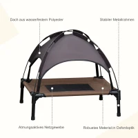 Huisdierenbed met luifel verhoogd hondenbed hondenligbed ademend taft-stof(m-4)
